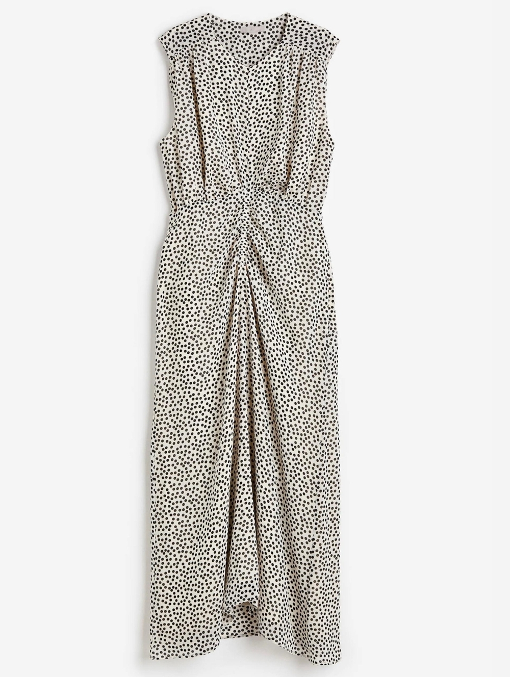 H&M Cream Midi Dress with Black Polka Dots Size L